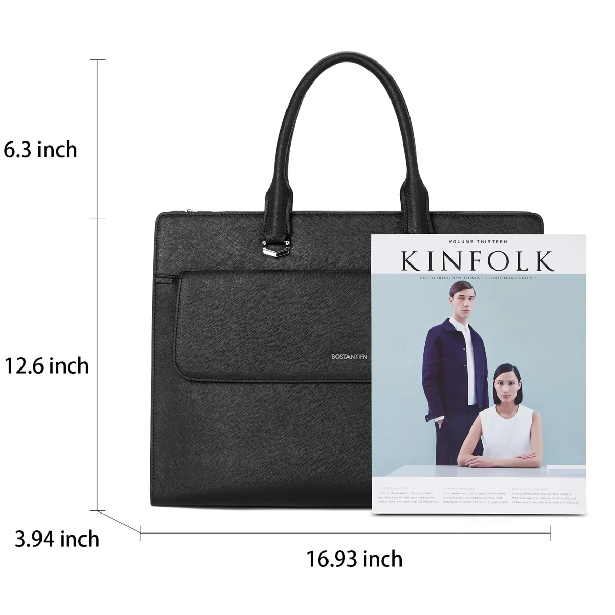 Mizuki Black Leather Briefcase Women's - Messenger Bags – Bild 5