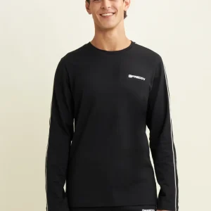 T-shirt manica lunga in jersey con cuciture a contrasto