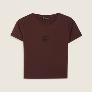 T-shirt slim donna con scritta ricamata