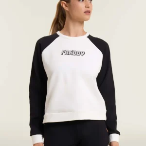 Felpa cropped bicolore con maniche raglan