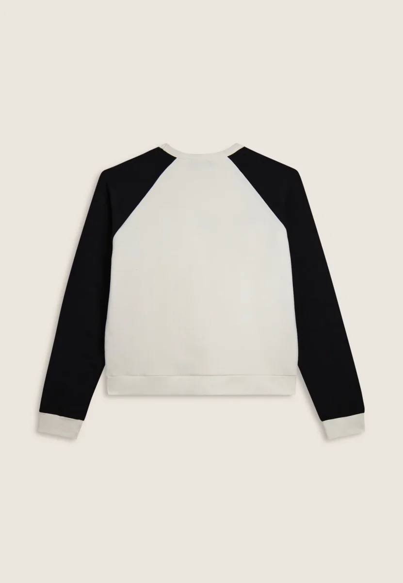 Felpa cropped bicolore con maniche raglan – Bild 7