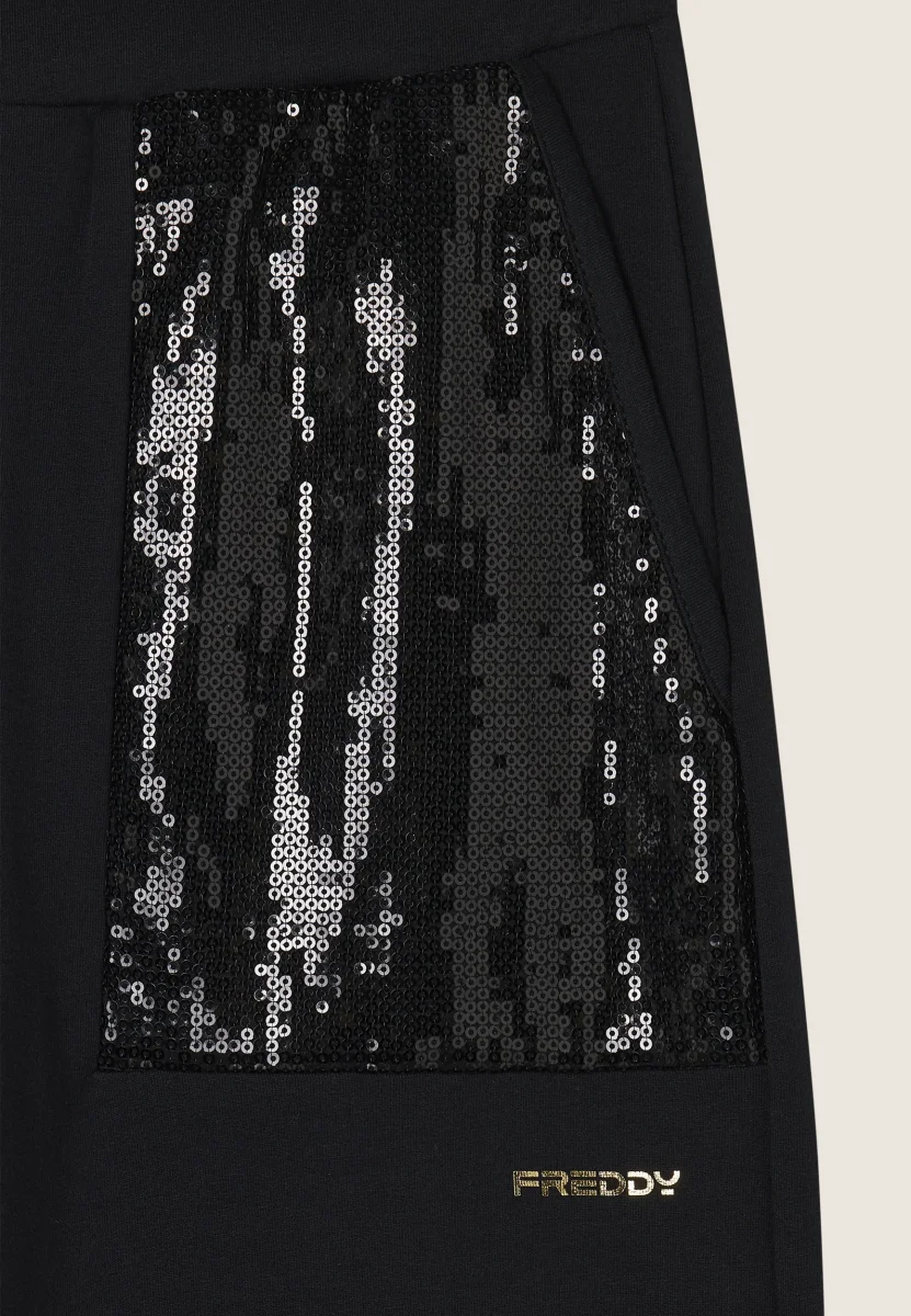 Pantaloni Wide leg con paillettes in French Terry Modal – Bild 8