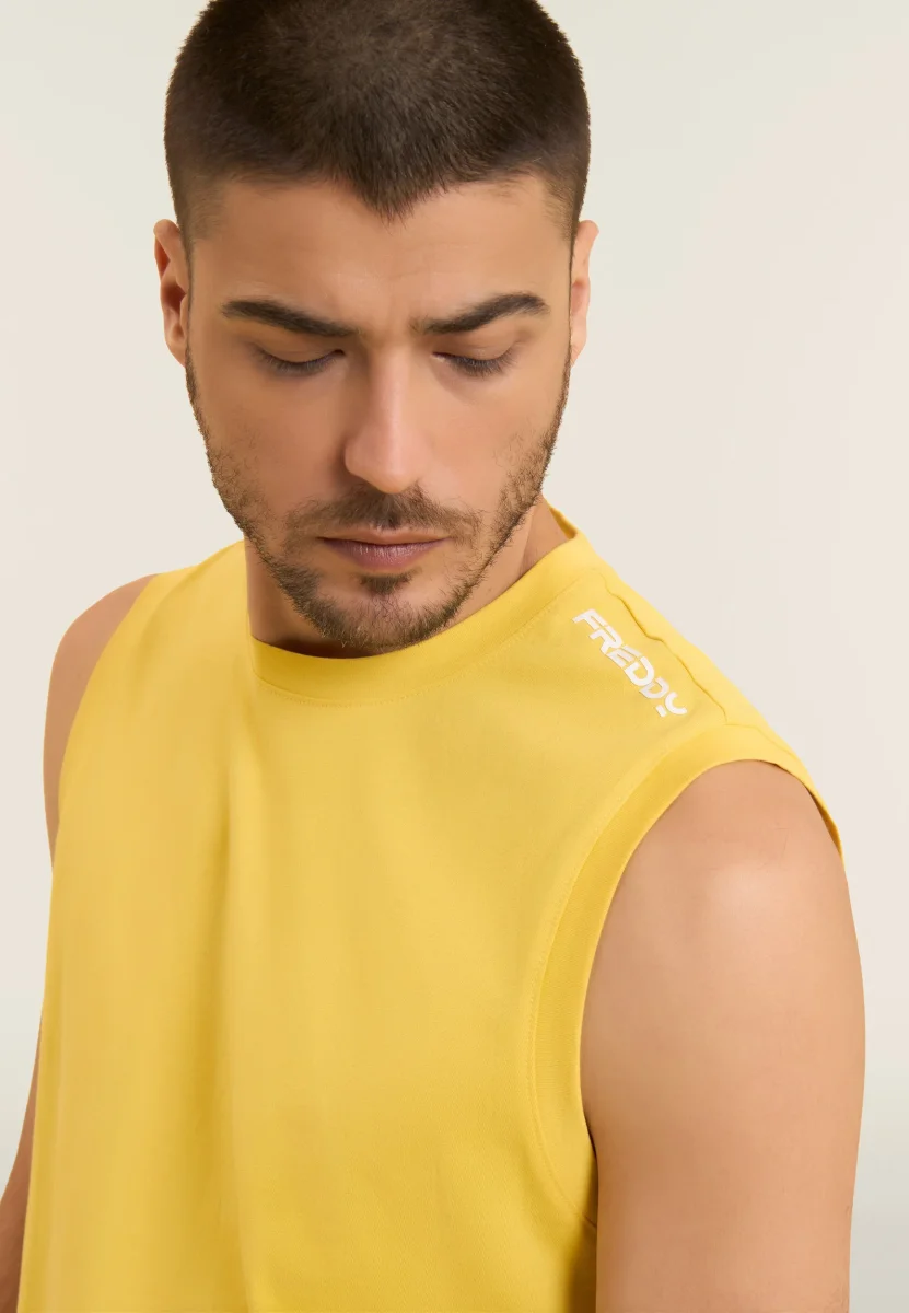 T-shirt senza maniche in jersey di cotone – Bild 5