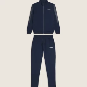 Tuta uomo zip e collo alto in French Terry con bande in tono