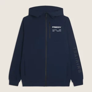 Felpa cappuccio zip con logo e dettagli tecnici