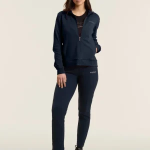 Tuta con zip e collo alto, logo in perline
